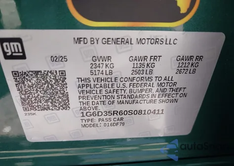 2025 Cadillac Ct5-V V-Series Blackwing Rwd z USA, uszkodzony, nr VIN 1G6D35R60S0810411